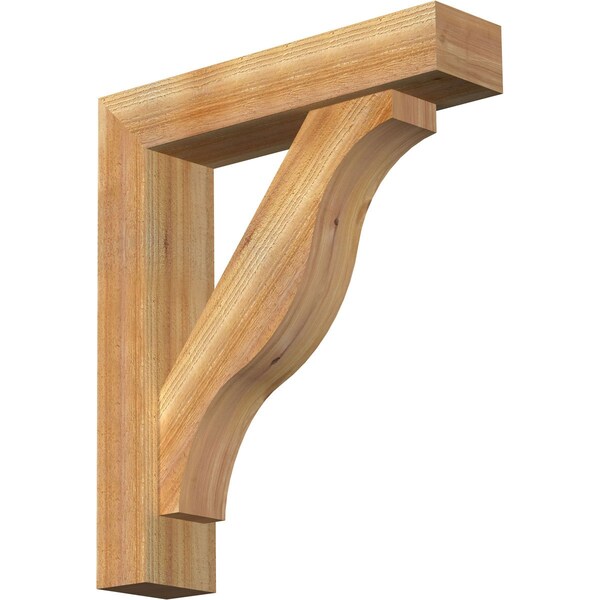 Ekena Millwork Funston Block Rough Sawn Bracket w/ Offset Brace, Western Red Cedar, 6"W x 26"D x 30"H BKT0604X26X30FST05RWR - main